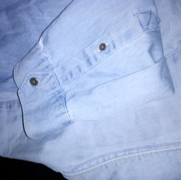 Calvin Klein Light Wash Denim Button Down Shirt - Picture 2 of 4